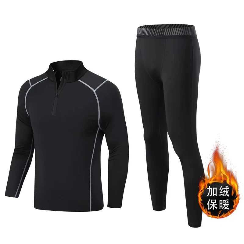 Men's Thermal Underwear Mens Skiing Underwear Flce Warm Compression Sports Hot Underwear Winter Tight Fast Drying Second Skin Heat Gym Exercise Y
