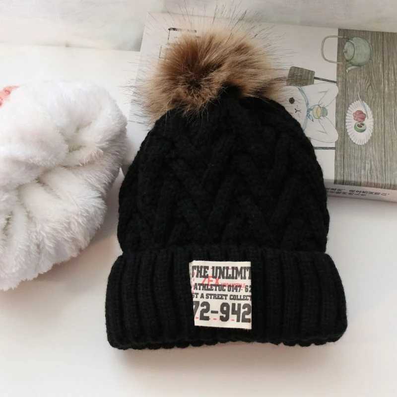 Korean baby hat Autumn and winter childrens knitted hat boys and girls baby thickened with wool hat tide LX241018