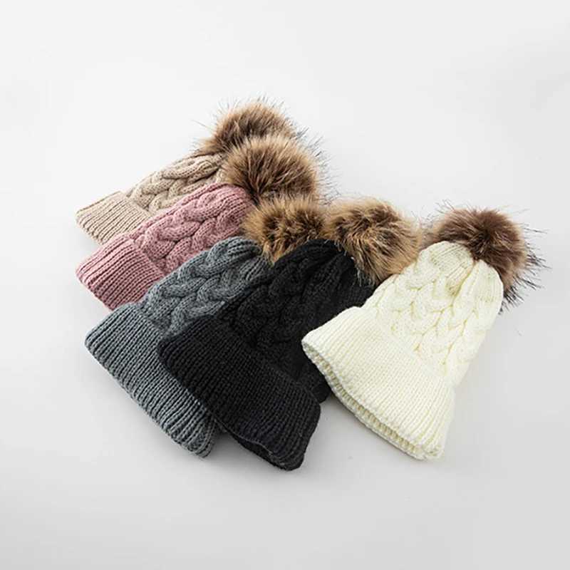 New Autumn Winter Baby Hats For Newborn Knitted Baby Dome Hat Warm Hat For Girls Boy Solid Color Versatile Baby Cap Mother Kids LX241018