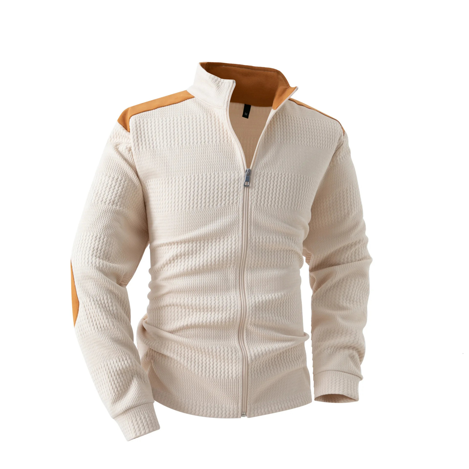 Mens Jacket Winter Thick Embroidered Zipper Stand Collar Solid Color Fashion Casual Warm Comfortable Long Sleeve Tops 241018