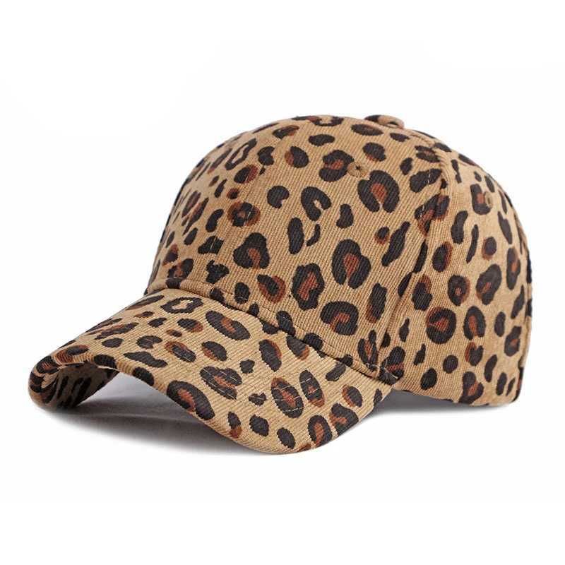 Leopard print hat for women autumn and winter corduroy baseball cap warm and sun protection sun hat duckbill cap hardtop forX241018
