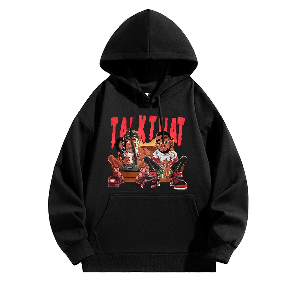 Free Shipping Hoodie Men Loose Couples Hoodie Cartoon Print Tops Pullover Hoodie Sports Casual Hooded Collar Long Sleeve Cotton 350g