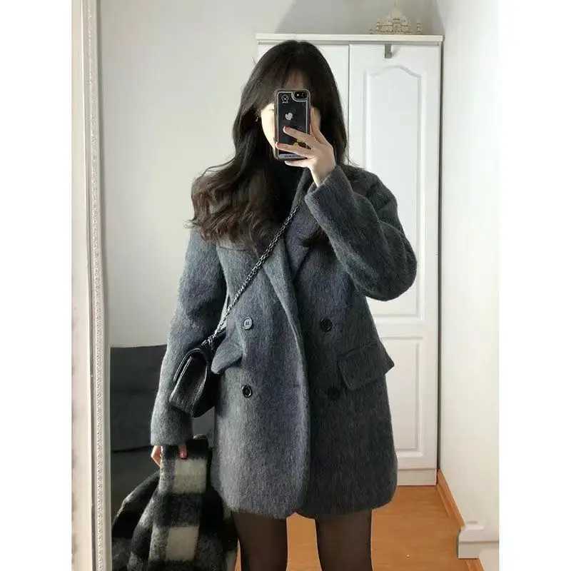 2024 Autumn/Winter New Womens Woolen Suit Coat Loose Commuter Casual Warm JacketX241009