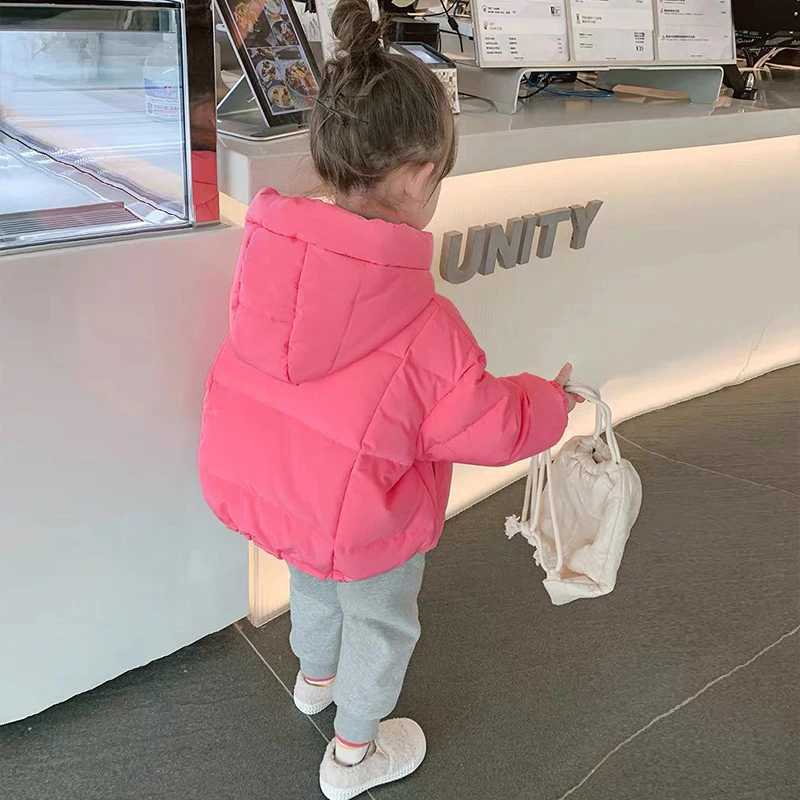 Childrens thick padded jacket winter baby boys and girls cotton pad Parka Cats thick padded warm long jacket childrens jacket M241018