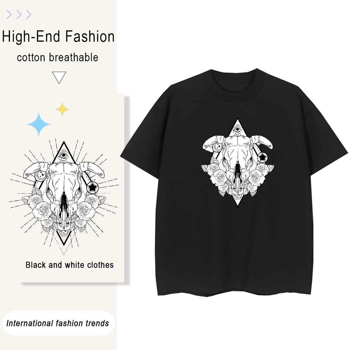Fashion Casual Women T Shirts 230g 100% Cotton O-Neck Short Sleeve Beach eye of the devil Womens Tshirts High quality Anime Print Clothes Shirt