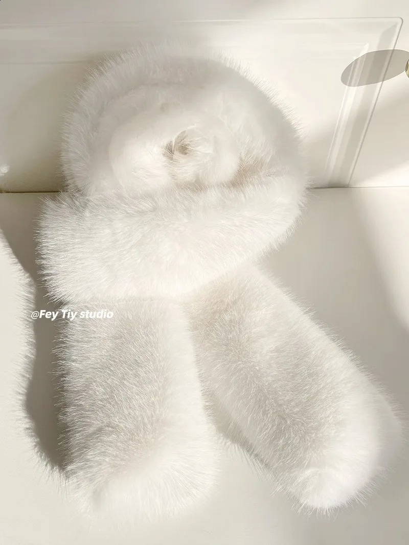 winter mink scarf bomber hat womens two-piece scarf and hat set Versatile fluffy warm long scarf 241017