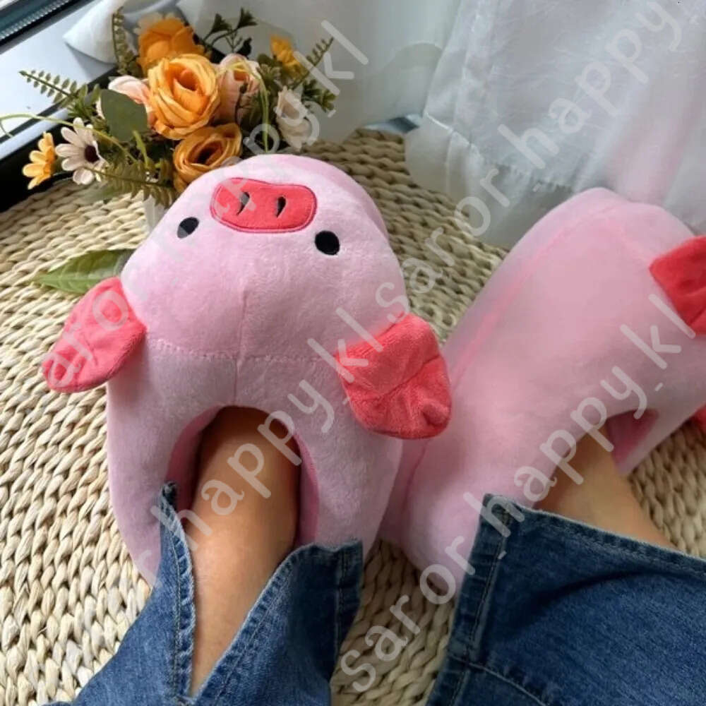 Cute Pig Winter New Women Slipper Heel Cover Warm Slippers Soft Fur Warm Indoor Comfortable Home Fluffy Home Slippers Shoes 418
