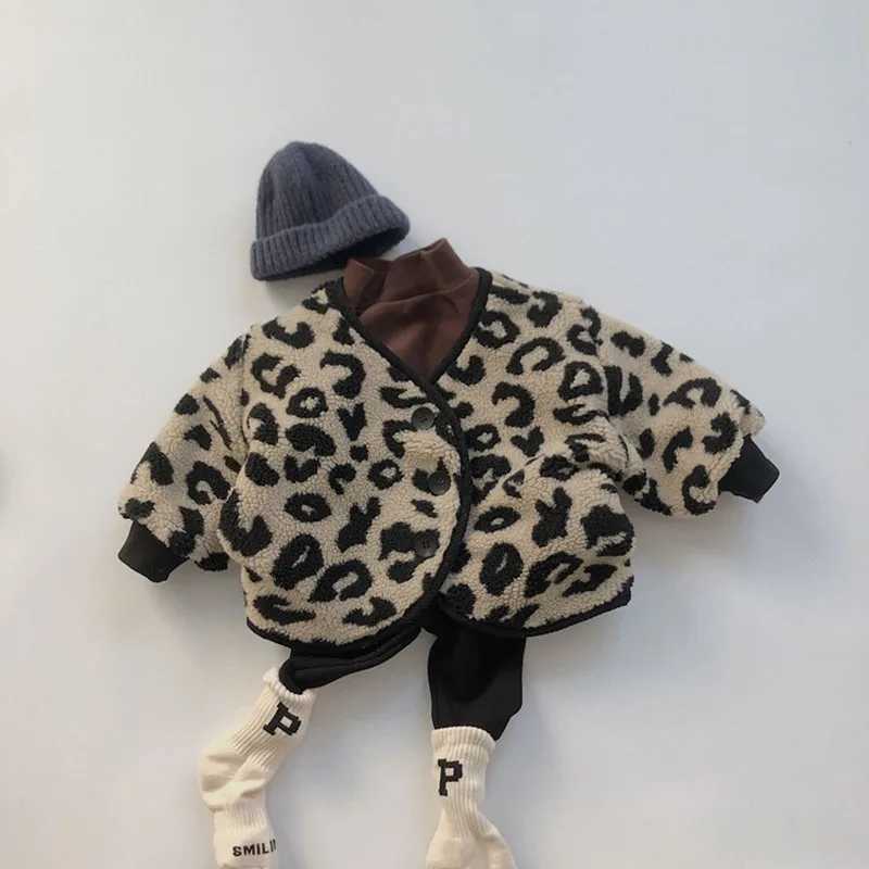 1-7T Preschool Children Baby Boys and Girls Winter Clothing Leopard print Jacket Fashion Wool Warm Coat Cute Baby Clothing M241018