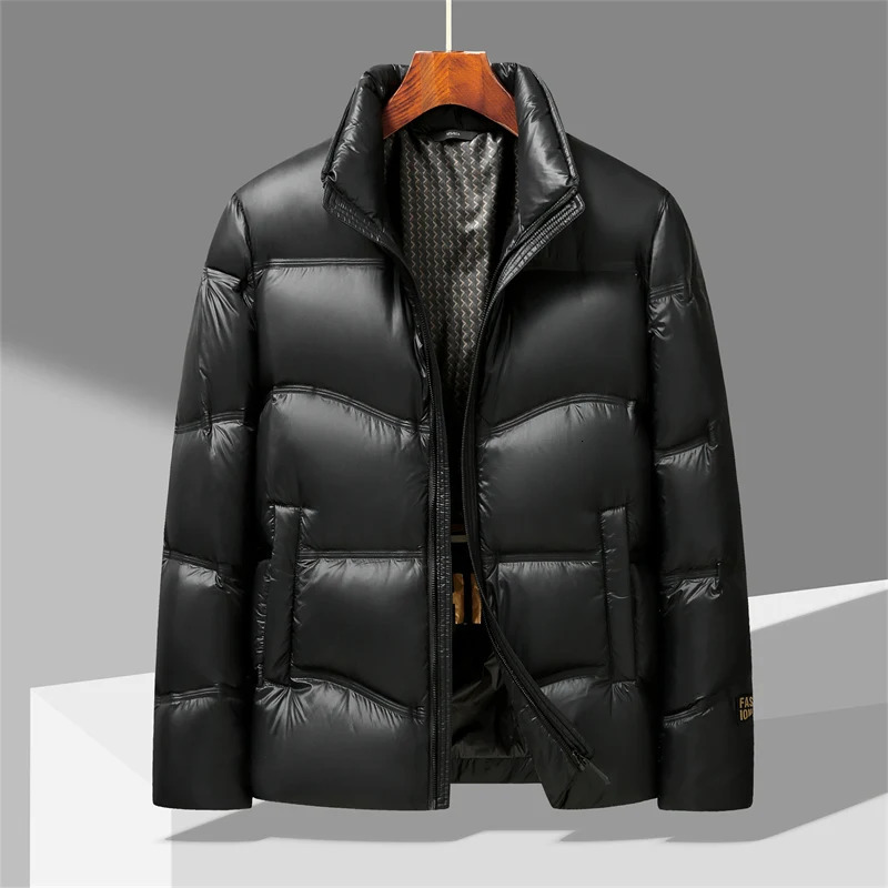 Winter Mens Bright Face Stand up Collar Down Jacket Thickened Anti Cold Warm Casual Coat with 90% Duck Content 241018