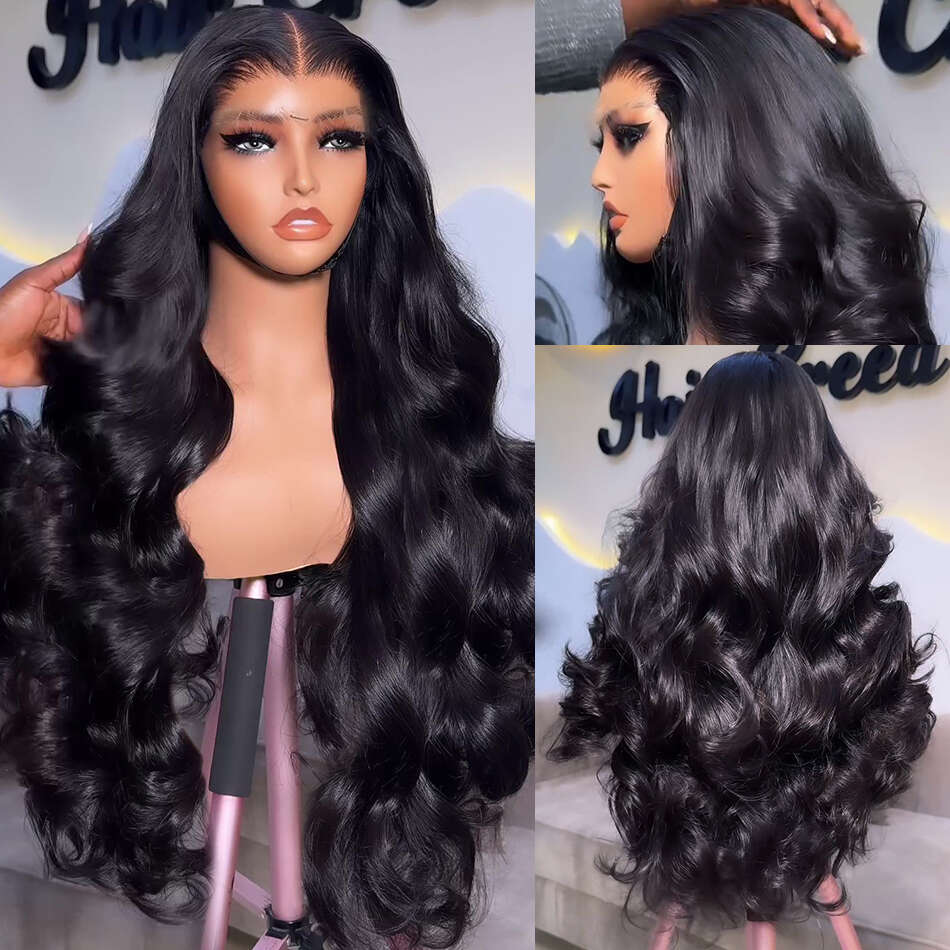 250 Density 13x6 13x4 HD Transparent Body Wave Front Wig Human Hair Brazilian 30 40 42 Inch 360 Lace Frontal Wigs For Women