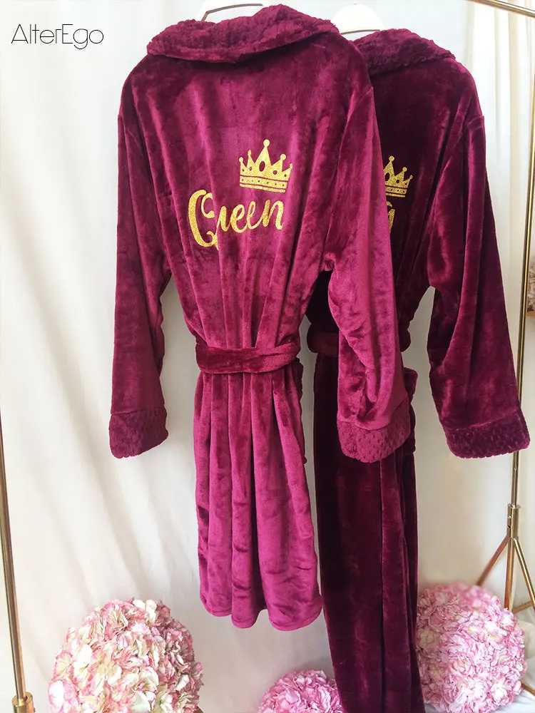 Custom Couple Bathrobe Personalized Wedding Bathrobe Flannel Anniversary King Queen Robes Honeymoon Mr Gift Bride And Groom GiftXJ241018
