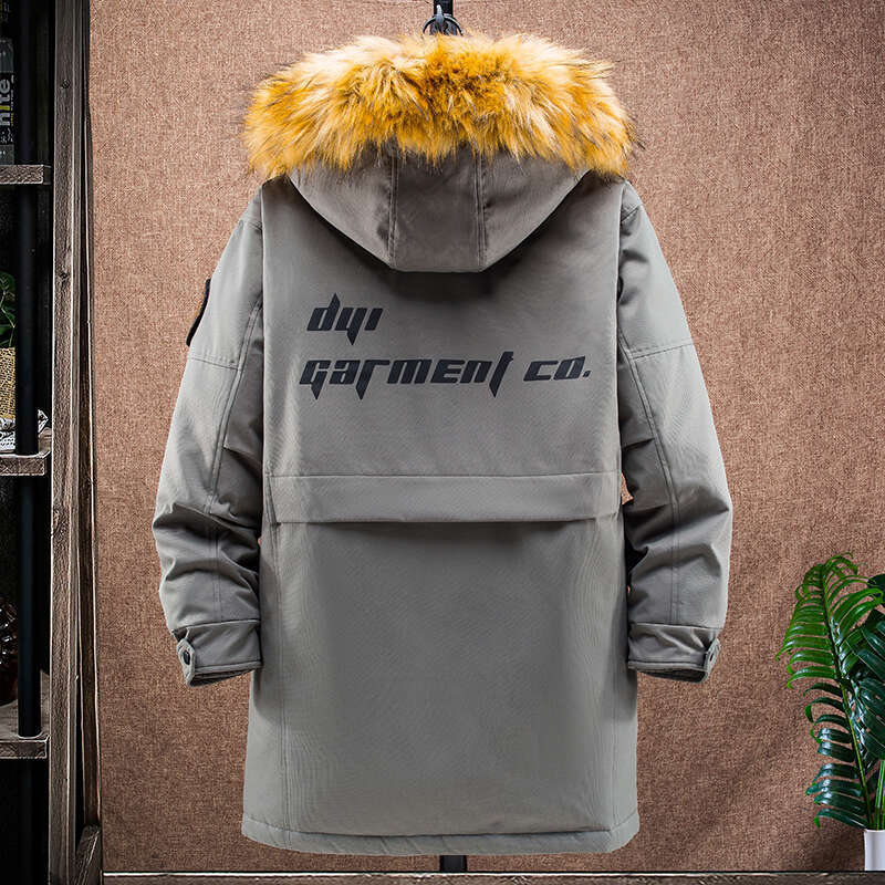 Thicken Male Keep Warm Men Windproof Hooded Multi-Pocket Coat Fur Collar White Duck Down Winter Fashion Jacket Parkas