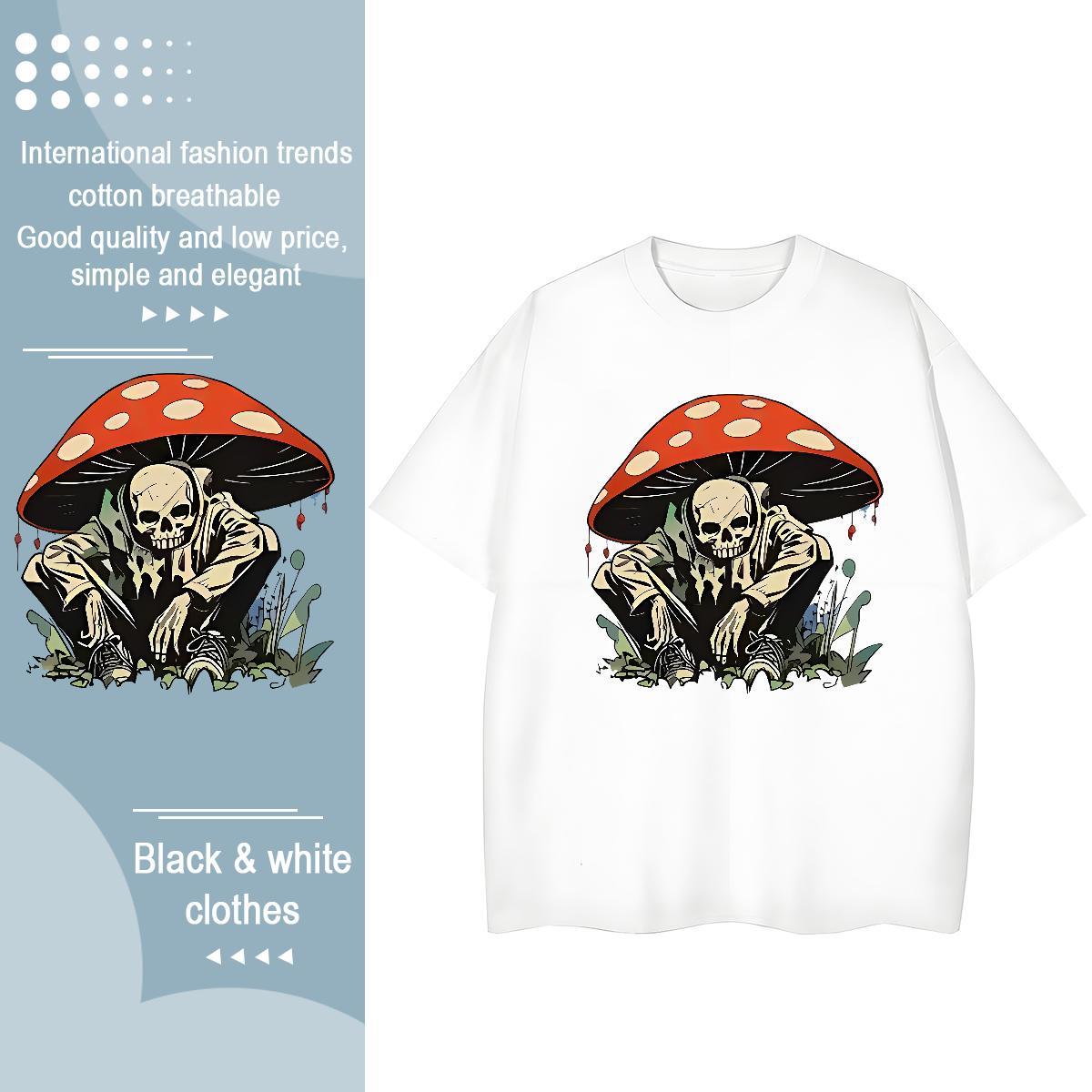 DIY Woman T Shirts 230g Cotton Breathable Sports Casual skull Woman Tshirt High quality Anime Tops Tees