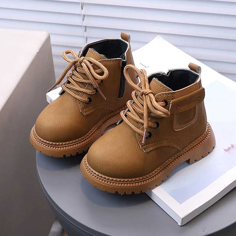 Boots Childrens Fashion Boots for Boys and Girls Autumn New Style Non slip Boots Fashion Leather Comfortable Side Zipper Solid Color Casual Shoes H241