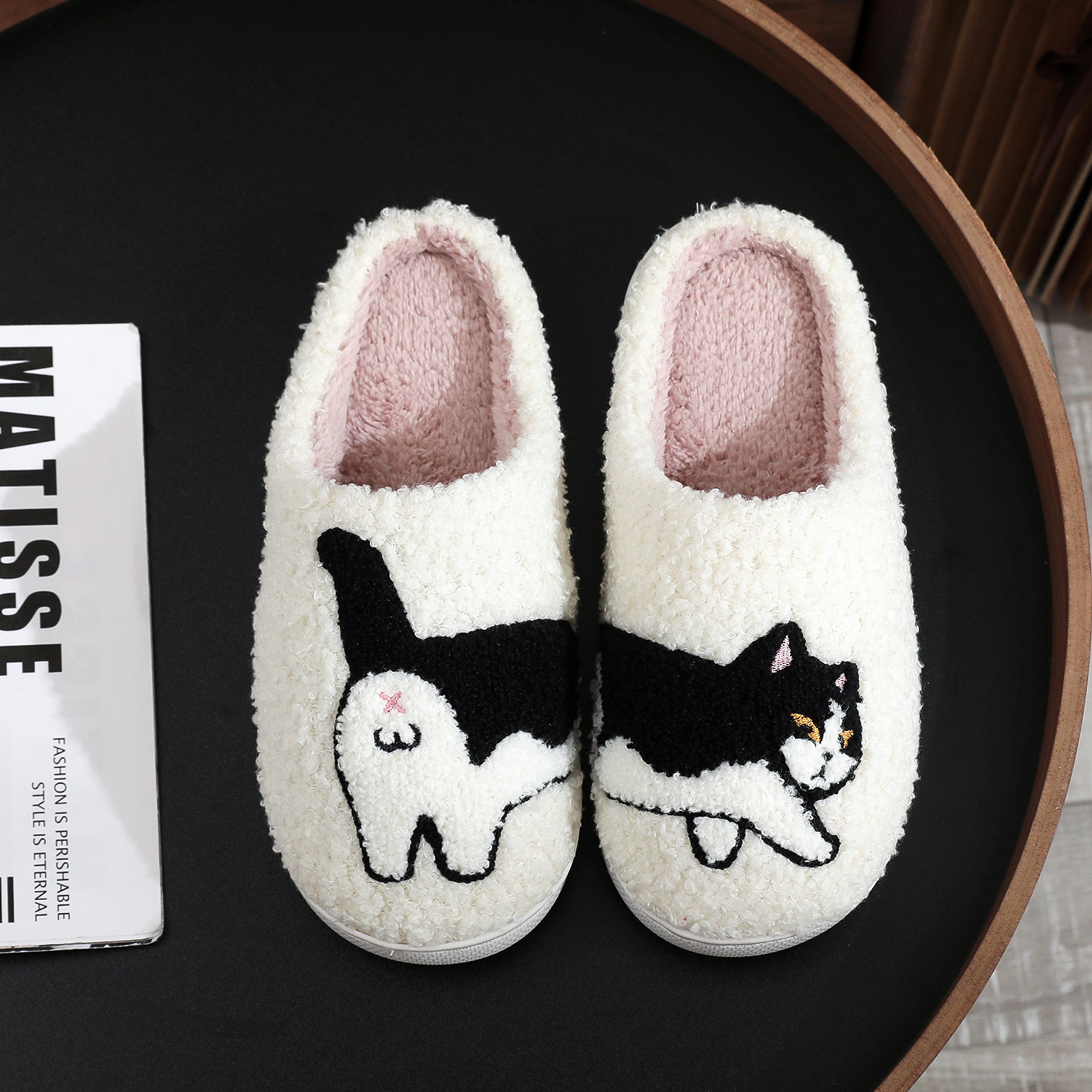 Cozy 2024 Cotton Cat Slippers with Embroidery - Perfect for Winter