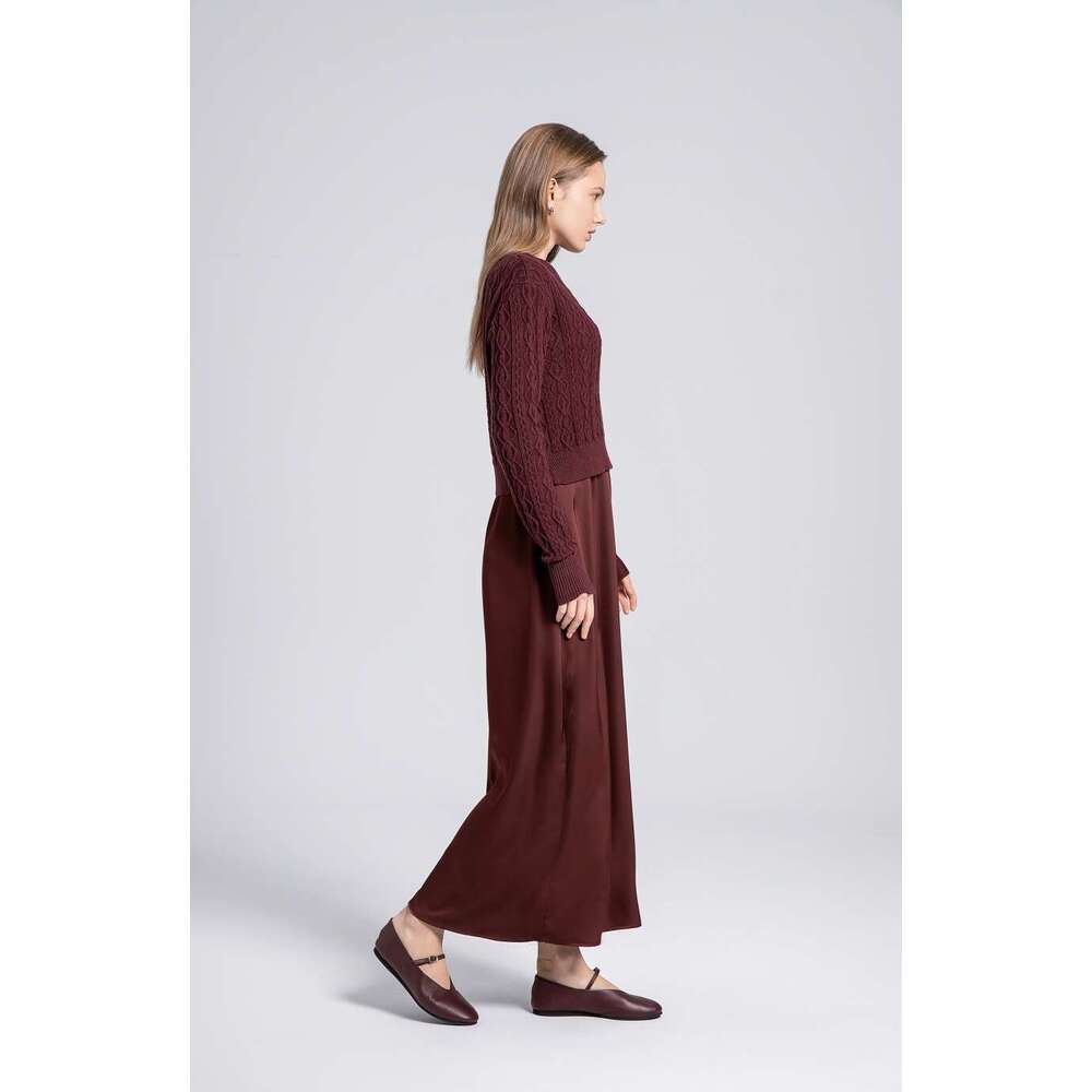 AS 2024 Winter Design Woman Clothing Cable Knitted Tops + Satin Dress