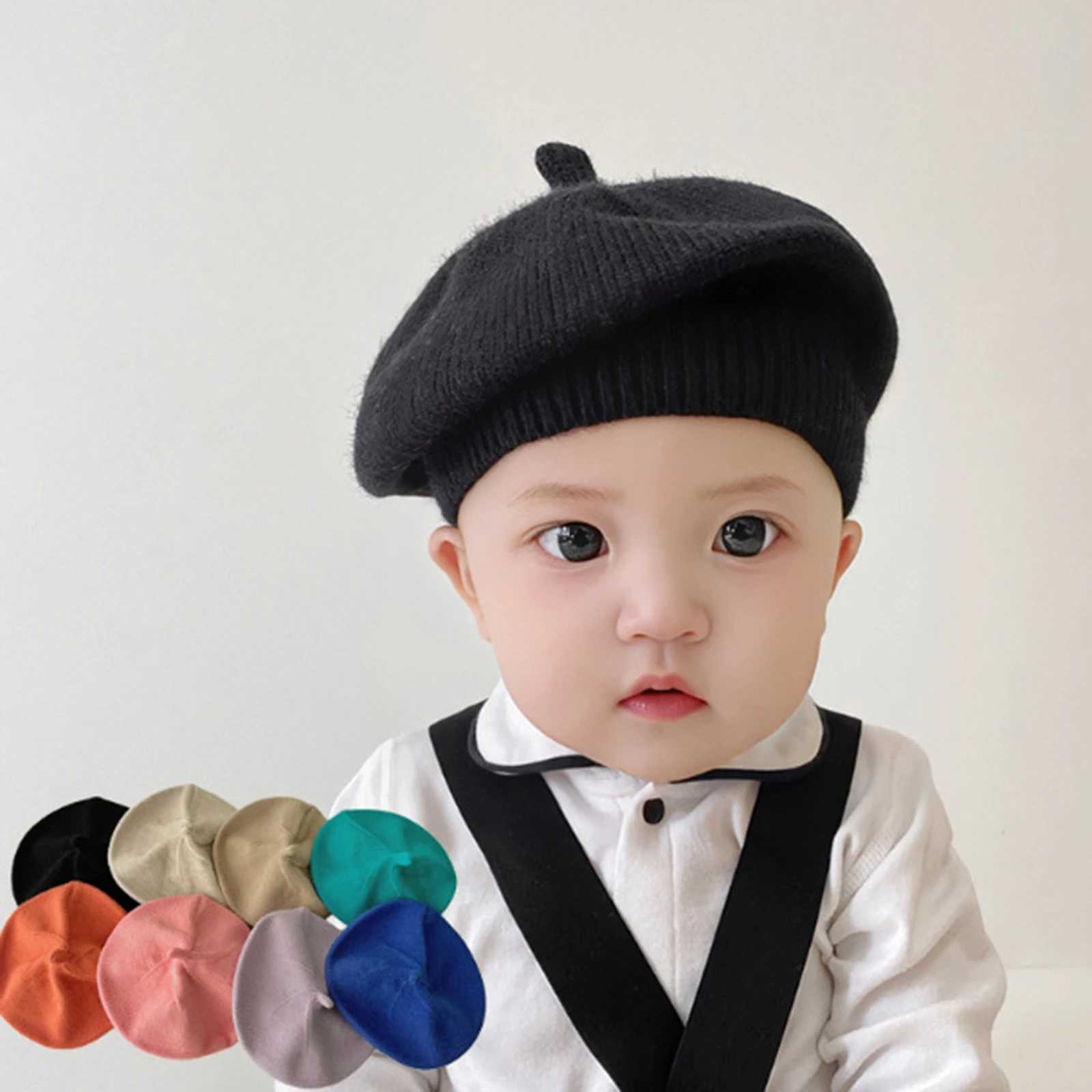 Infant Baby Boy Girl Beret Hat Vintage Solid Color Knitted Caps Casual Toddlers Warm Hat for Spring Fall LX241018