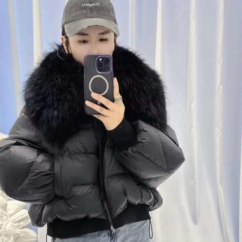 Real Coat Raccoon Collar Fur 2024 Large Puffer Fashion Outerwear Winter Women Short Thick Warm Duck Down Jacket