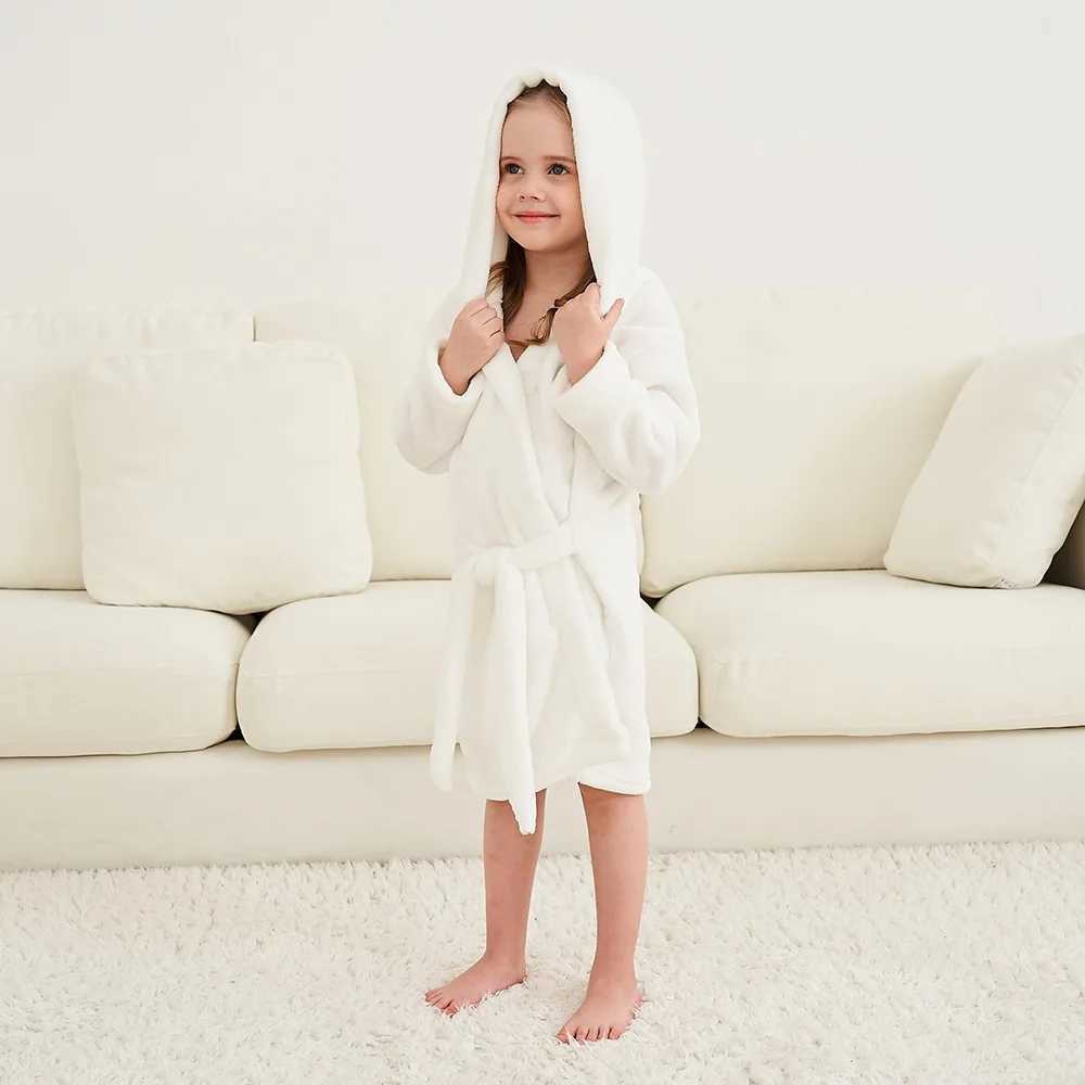 ChildrenS Pajamas And Bathrobes Solid Color Soft Robe Personalized Princess Sleepwear Warm Loungewear Home Clothes 2-12YearsXJ241018