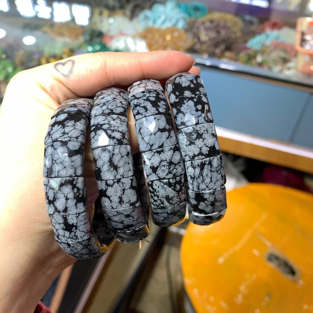 Snowflake Obsidian Stone Bead Bracelet Natural Gemstone Fashion Jewelry Accessories Bracelet Mens Wholesale 241017