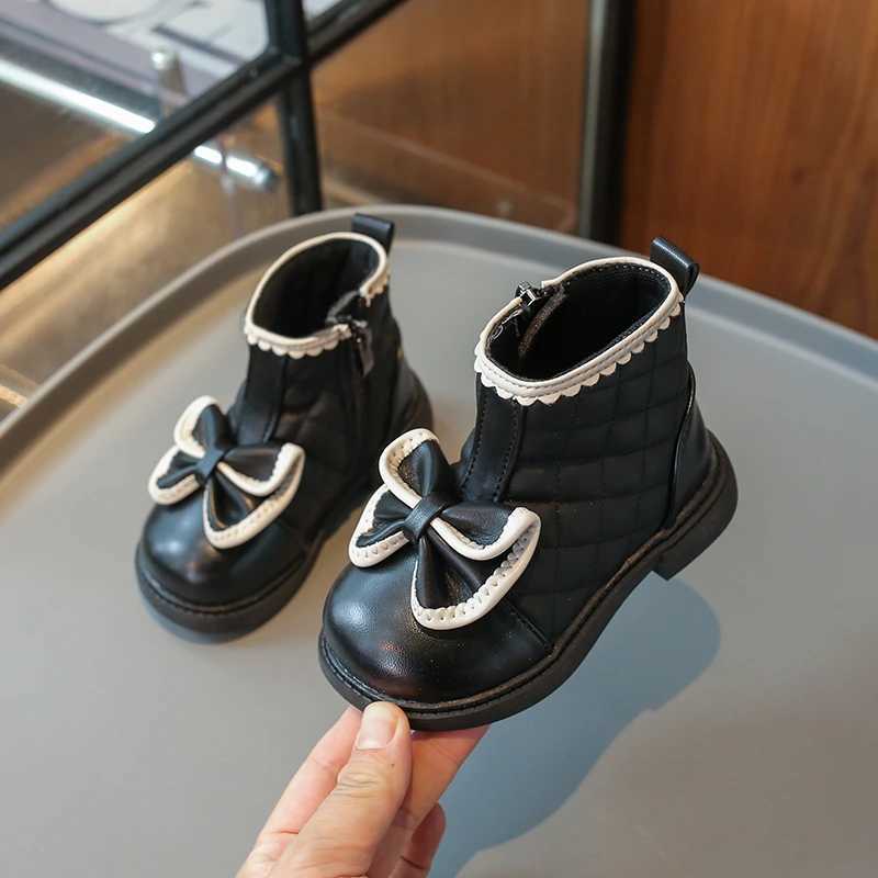 Boots Autumn and winter baby snow boots with soft soles anti slip childrens outdoor ankle shoes windproof childrens bow princess shoes H241018