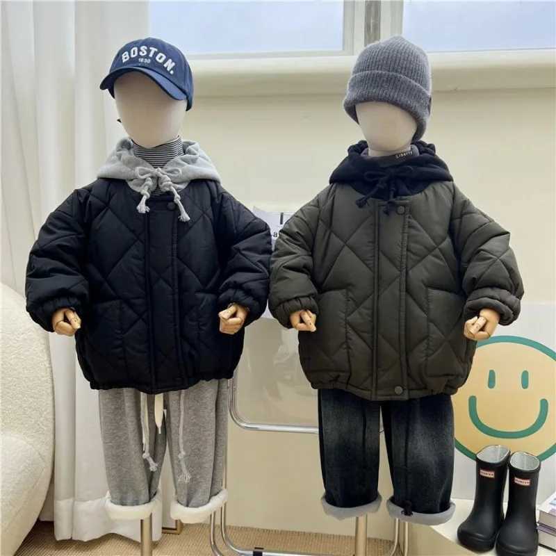 Winter Boys Hoodie Cotton Apron Warm Jacket Childrens Casual Comfortable Coat M241018