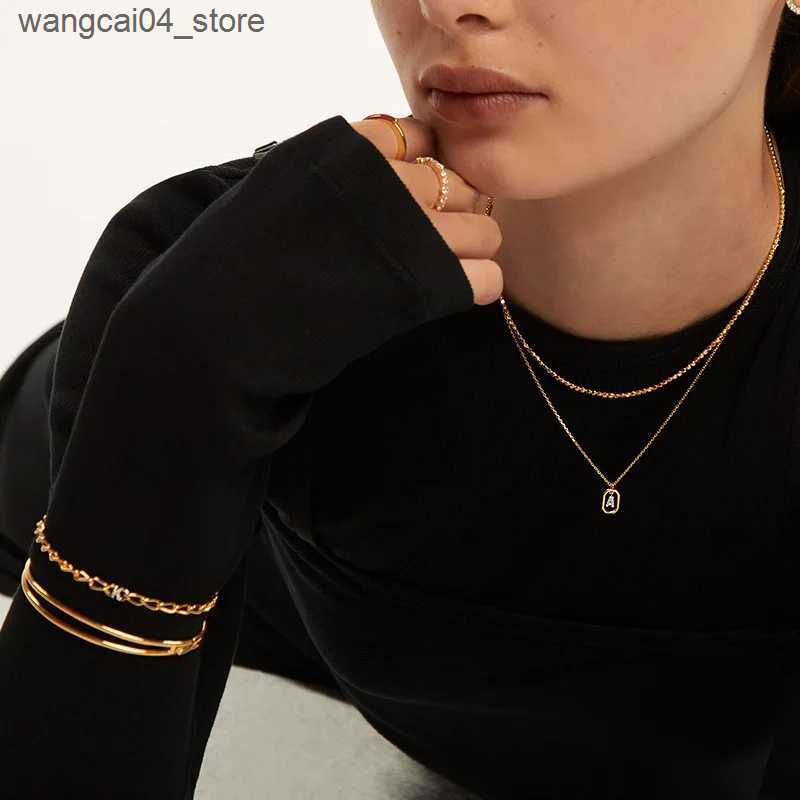 Chokers New 925 sterling silver betting necklace initial necklace A-Z letter necklace chain birthday gift womens fashion jewelry L240910