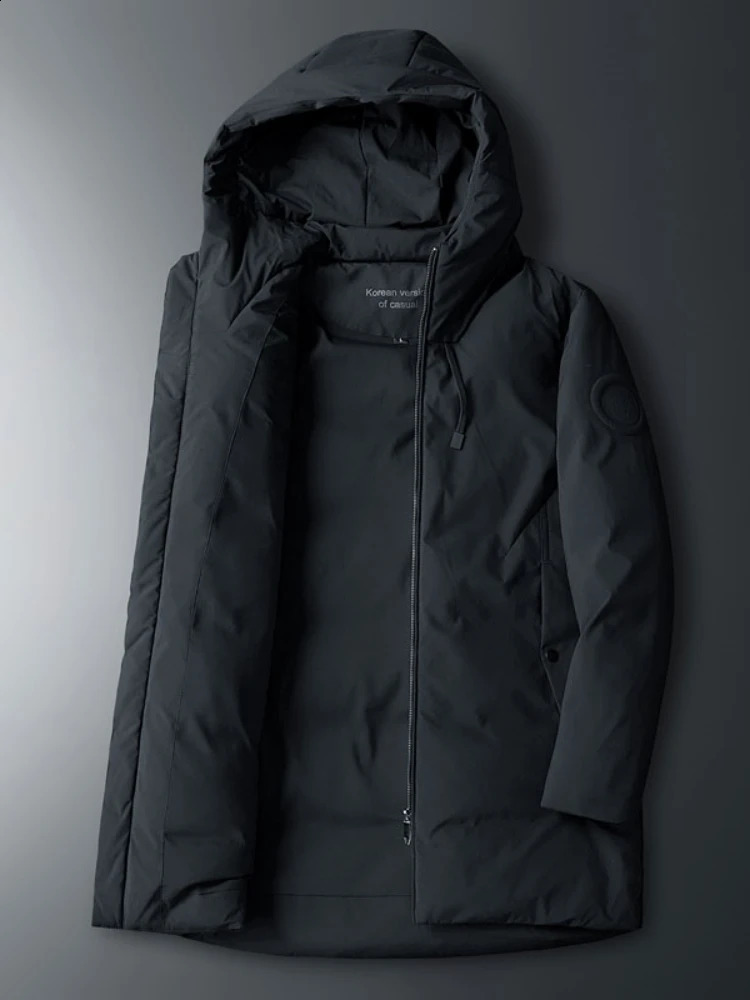90% White Duck Down Mens Winter Puffer Jacket Hooded Windbreaker Warm Down Gilet Long Trench Coats Big Size 6xl 7xl 8xl 241017