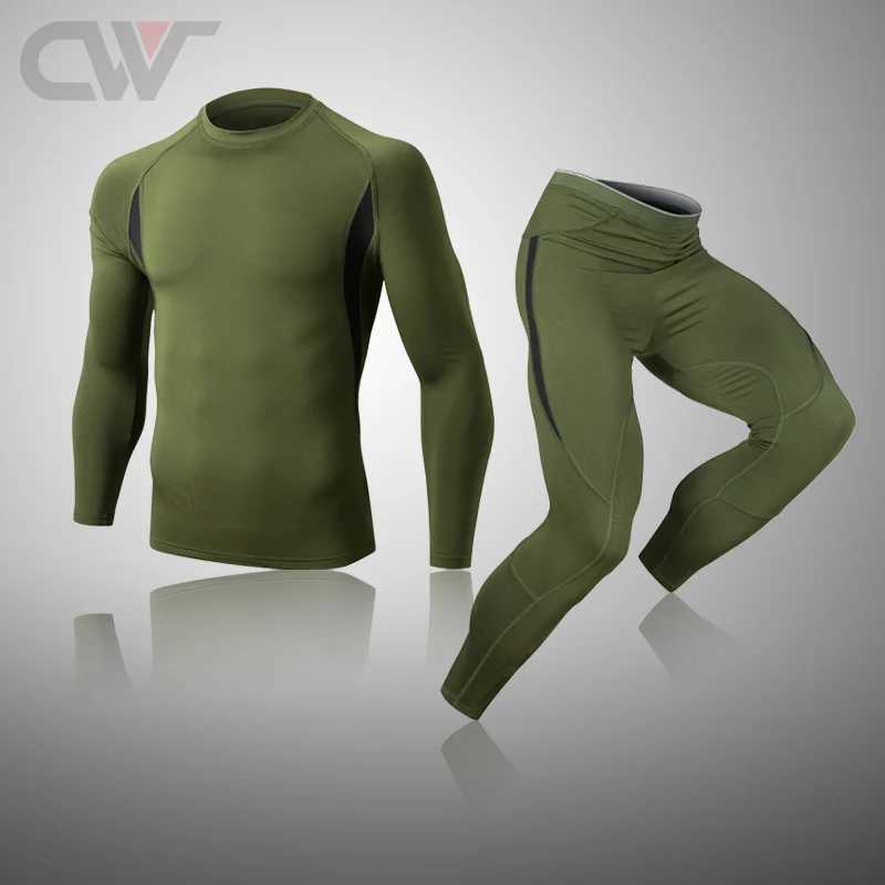 Men's Thermal Underwear Winter New Men Thermal Underwear Sets Compression Flce Sweat Quick Drying Sports Thermo Clothing Men Long Johns Leggings 