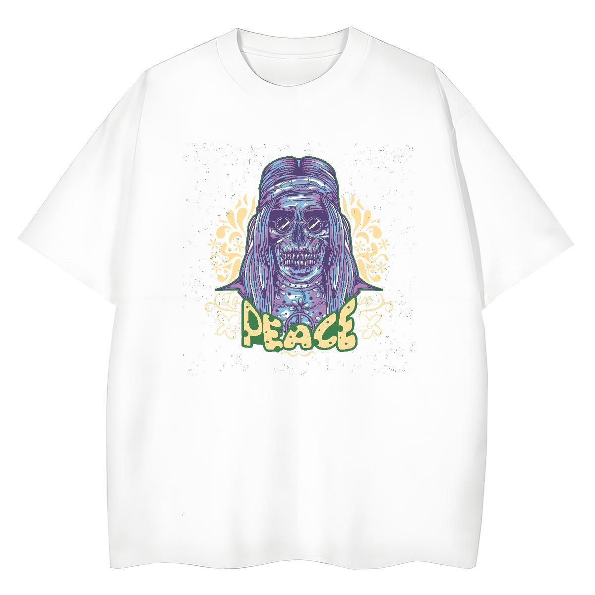Casual New Women T Shirts 230g Pure Cotton Breathable Crew Neck Street Wear skull Lady T shirt Wholesale Skull Tees