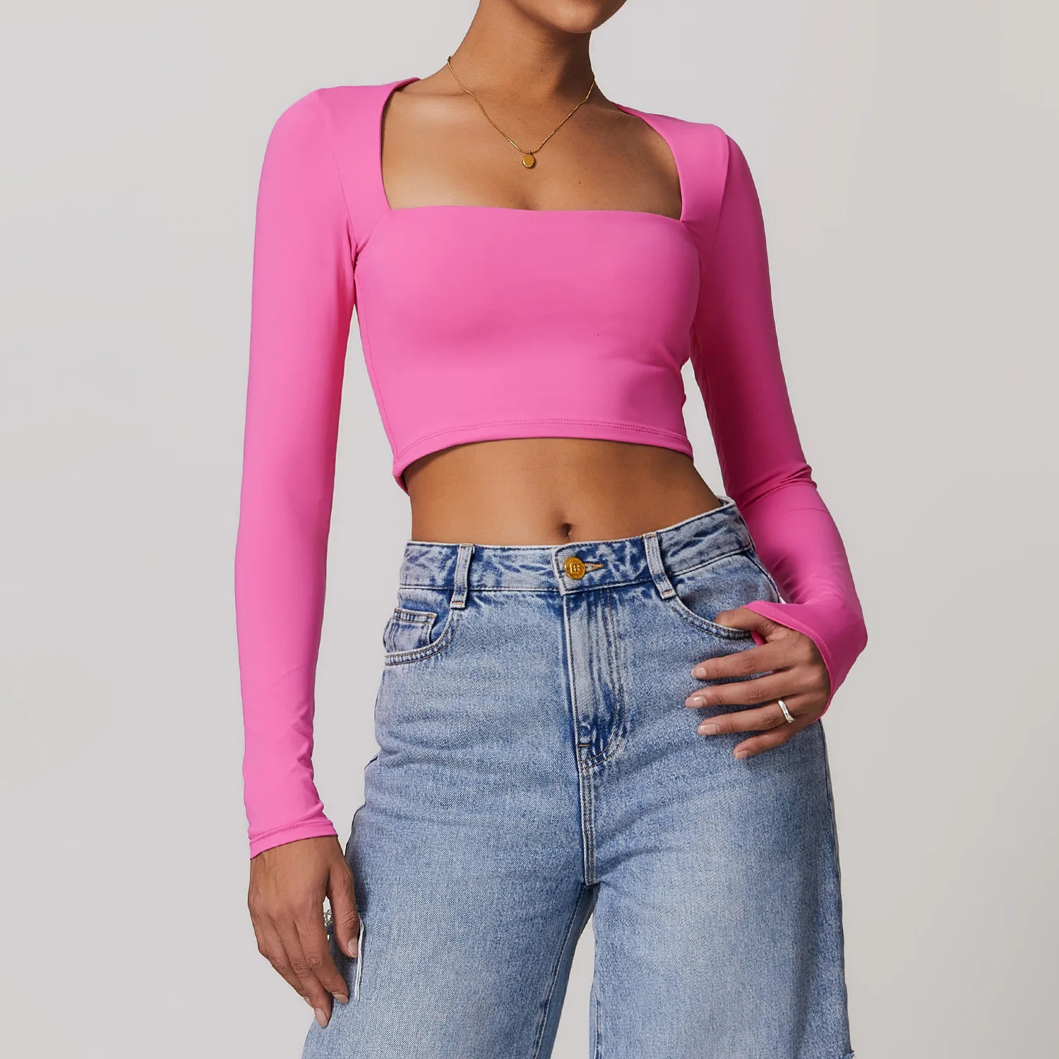 Yoga Long Sleeves Workout Tops Elastic Women Gym Crop Top Sports Bra Push Up Shirts Running Fitness Underwear Sexy Clothes 241018