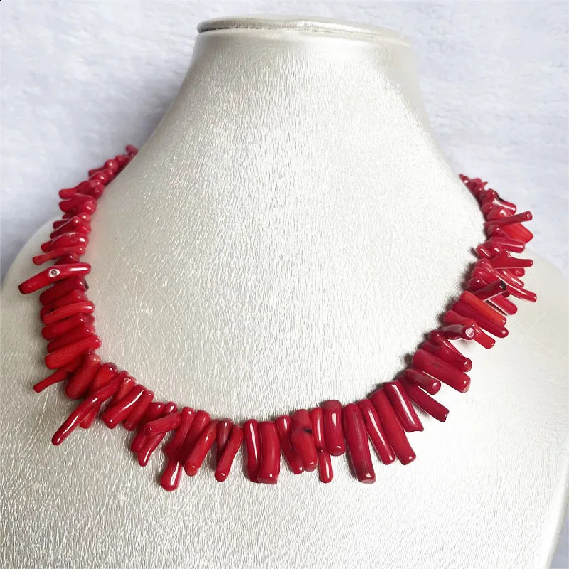 Rare genuine 15-20-28mm branched natural red coral necklace suitable for womens jewelry large irregular free-form stone fine necklace 241018