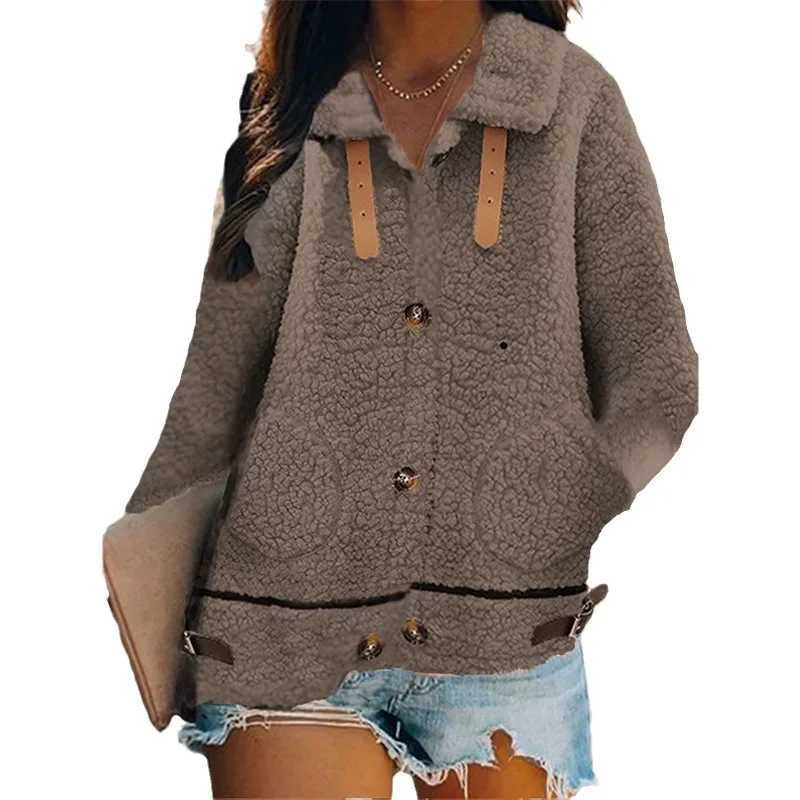 Lamb Wool Jacket Womens Long Sleeved 2023 Loose Autumn and Winter Versatile Thickened Fur Integrated Plush Warm TopX241018