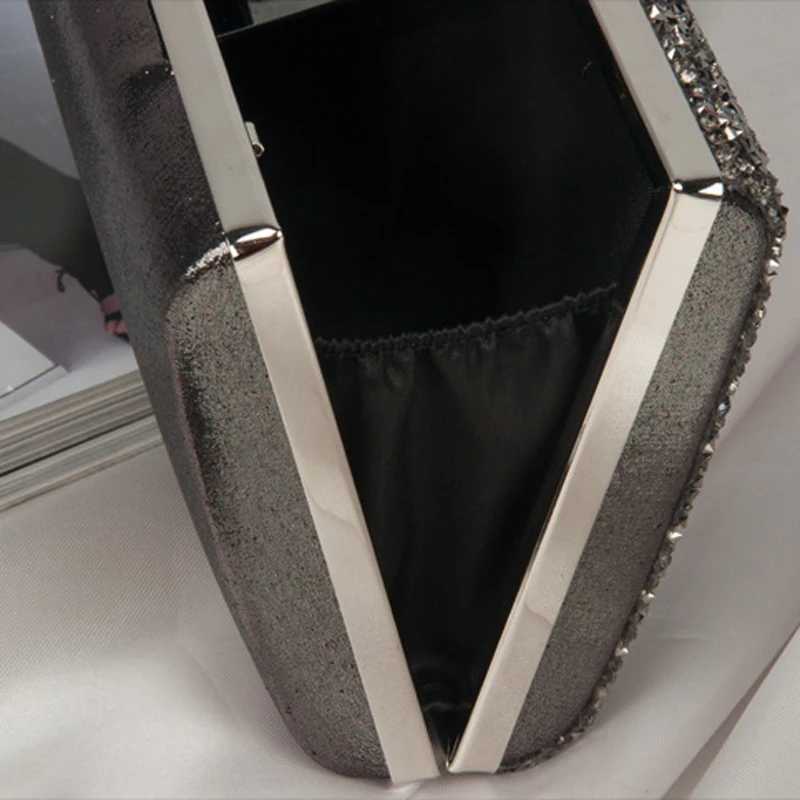 Silver Diamond Shoulder Bag Sparkling Evening Wallet Luxury Designer Clutch Party Handbag Womens Wedding Handbag Z241018 - view 6
