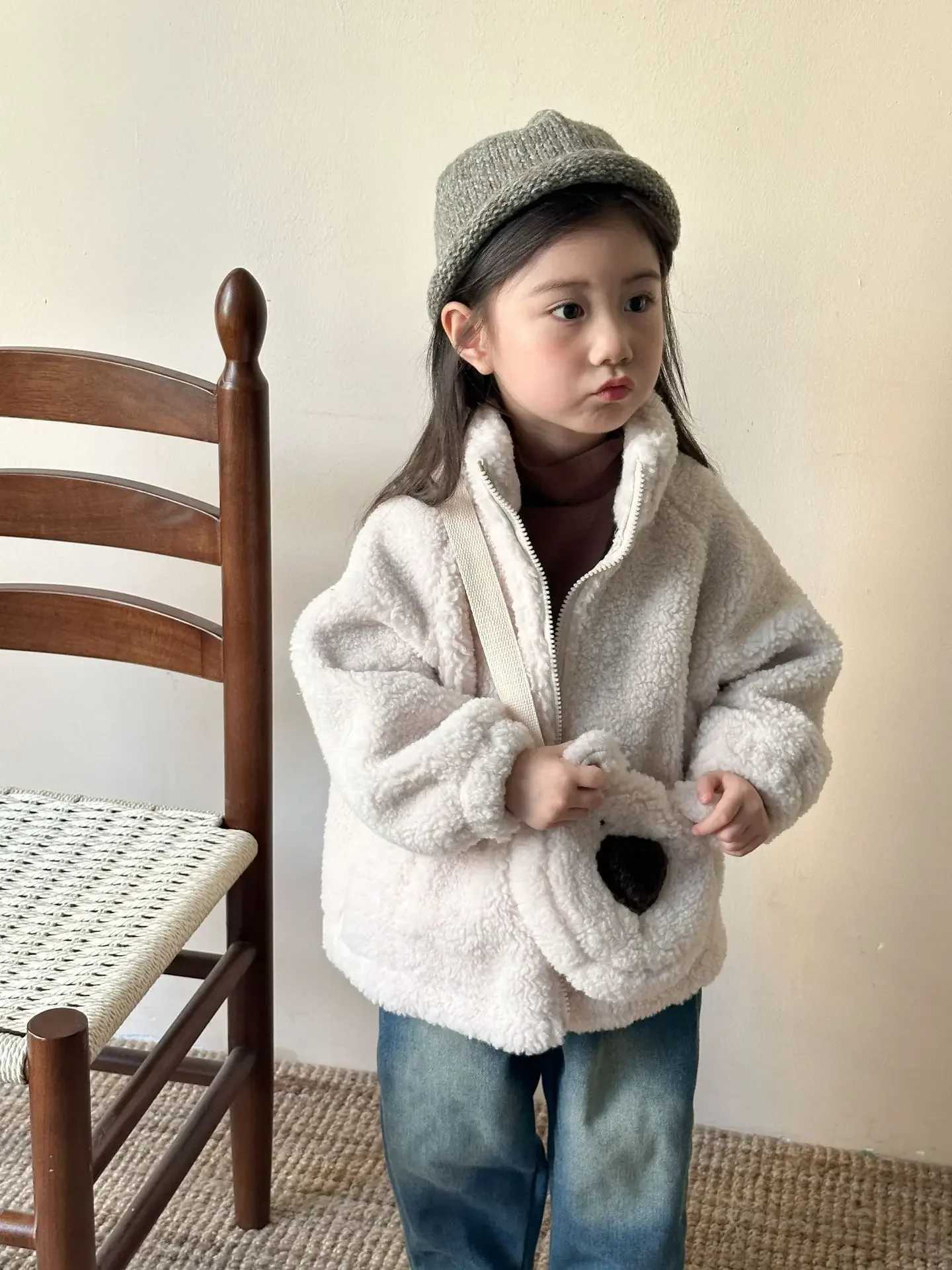 Childrens clothing casual cashmere coat new autumn winter boy and girl jackets cute full matching thick top M241018
