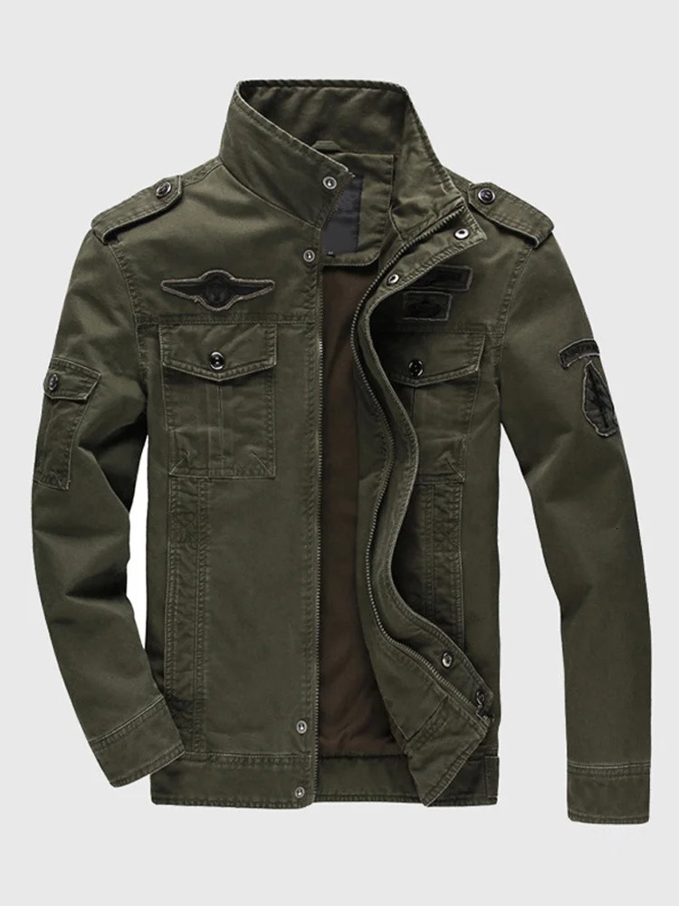 Spring Autumn Casual Stand Collar Zipper Long Sleeved Pilot Jacket Men Plus Size M6xl High Quality Outdoor Workwear 241018