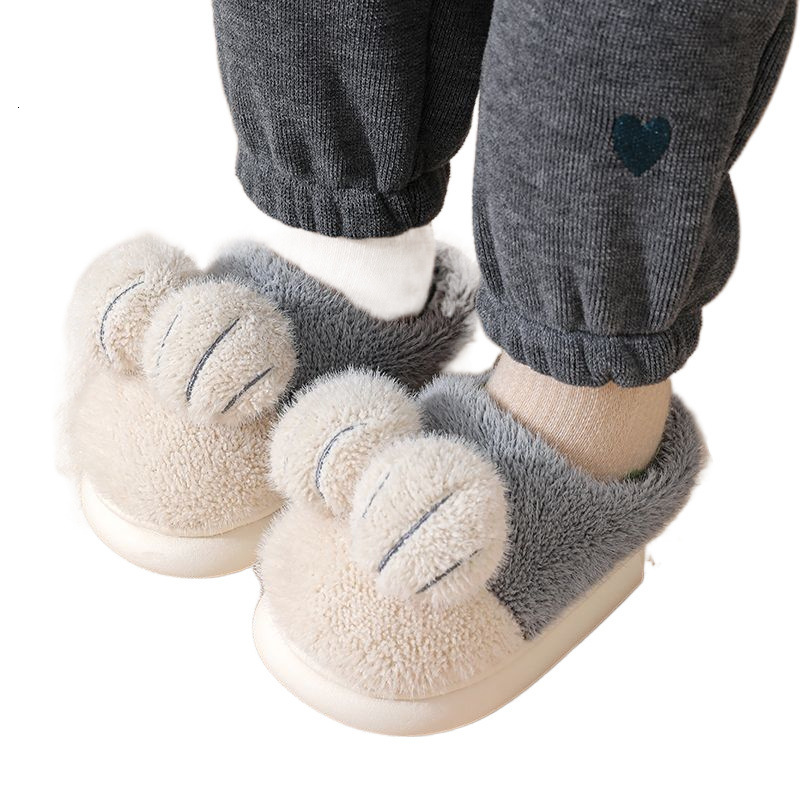 Children's cotton slippers for autumn and winter, men's and women's hairy slippers for warmth, parent-child home, indoor shoes, childre