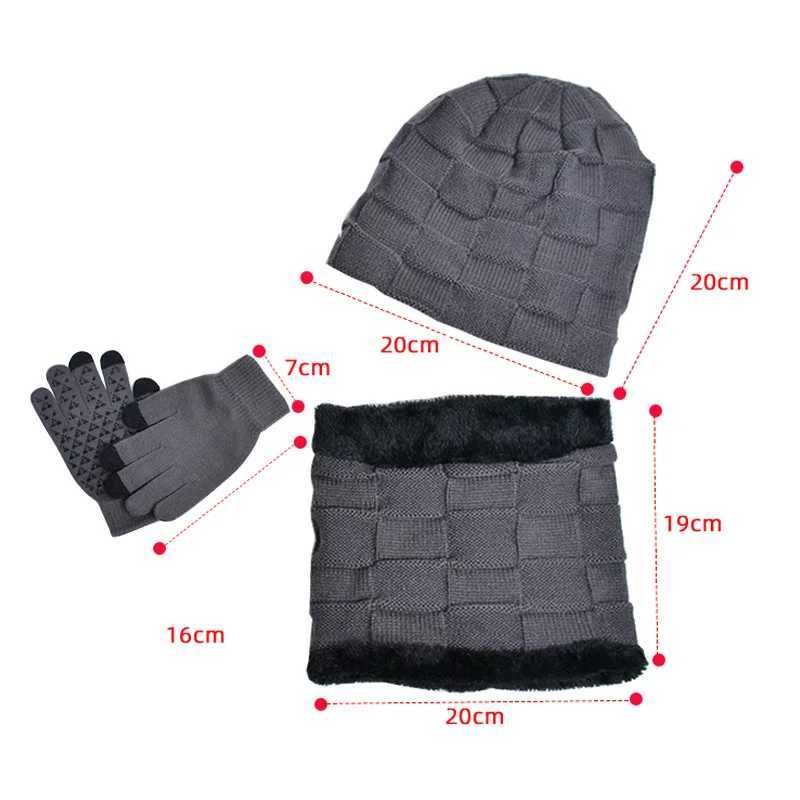 4Pcs Kids Winter Hat Scarf Gloves Set Plush Lining Children Beanie Neck Warmer Non-slip Gloves Kids Cap Set for Girls Boys LX241018
