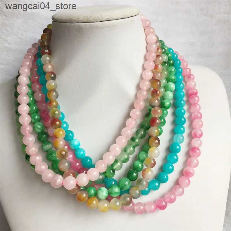 Chokers Reiki 8MM Necklace Smooth Natural Stone Jewelry Beads Necklace High Power Transfer Luck diabetes Relief Lucky Gift L240910