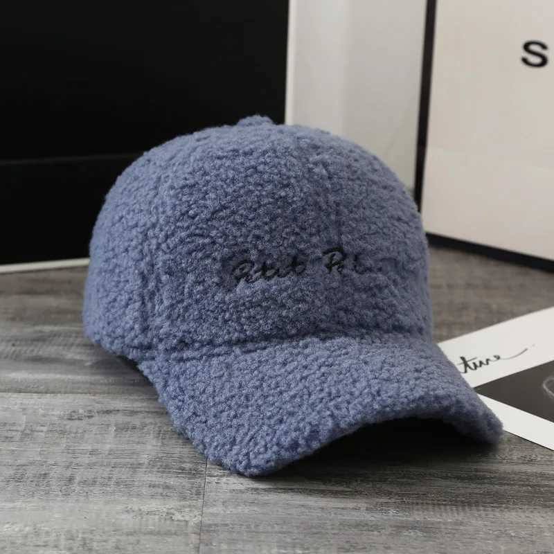 Autumn Winter Warm Baseball Cap Women Lamb Fur Hats Female Autumn Winter Korean Version Tide Letter Warm Cap Plush Baseball CapsX241018