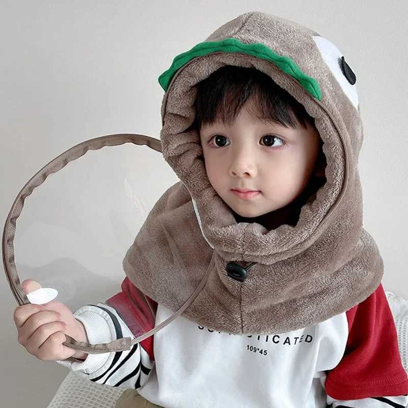 Kids Windproof Mask Integrated Hat Cute Rabbit Ears Plus Velvet To Keep Warm Hat Winter Cap for Kids for Boys Girls Accessories LX241018