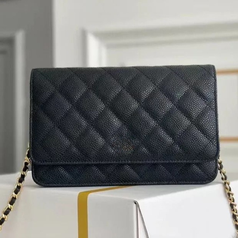 Luxury Designer Fashion Caviar Leather Shoulder Bag Women Real Leather Flap Crossbody Bags Handbag Wallet Classic Purse Chain WOC Grain Calfskin Evening Bag 2607