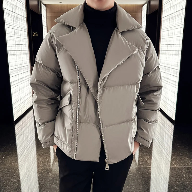 Winter White Duck Down Coats High Quality Large Lapel Bread Coat Streetwear Fashion Short Loose Outdoor Warm Jacket