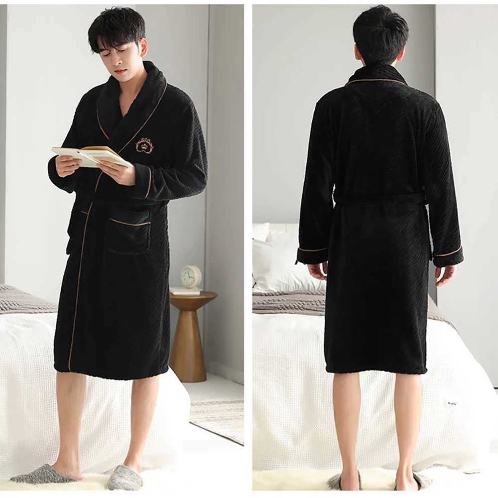 4XL Big Size Pijamas For 110kg Mens Bathrobe Warm Winter Thicken Short Plush Nightwear Men Loose Soft Shower Robe Dressing GownXJ241018