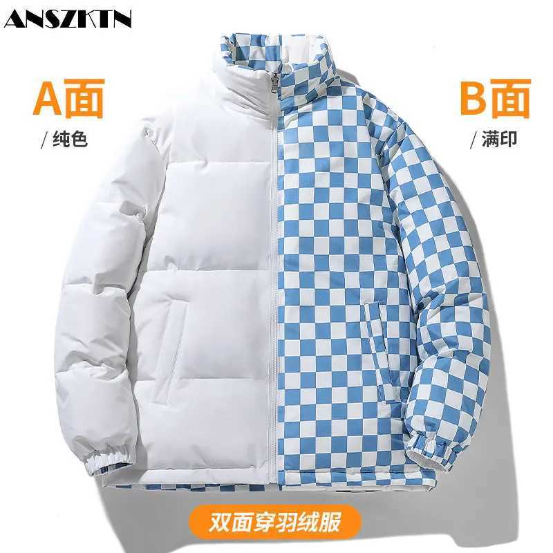 ANSZKTN Mens short new two open trend winter new double-sided wear coat large size couple cotton jacket down jacket LX241018