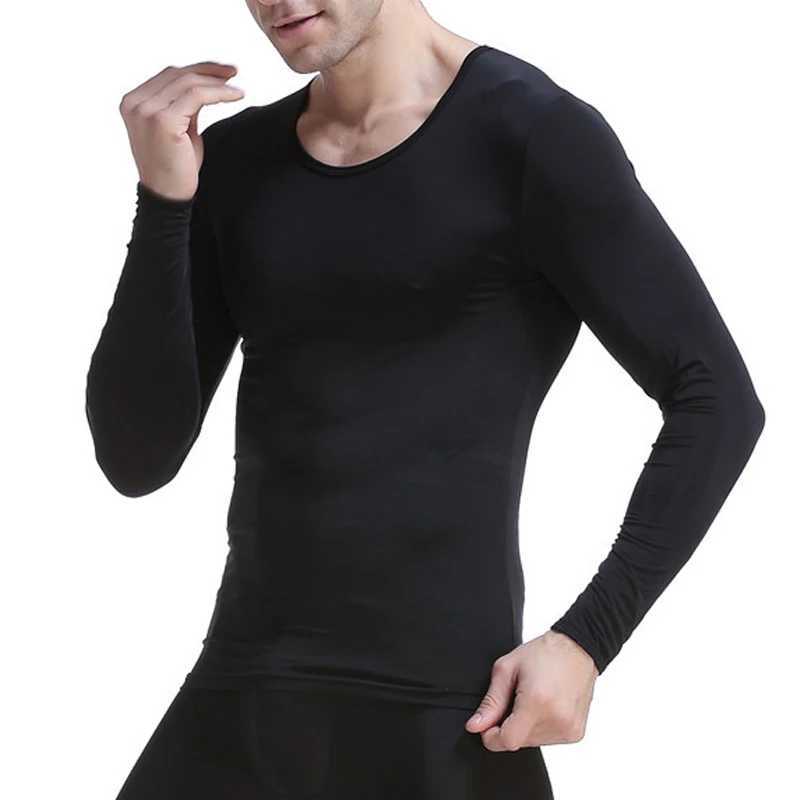 Men's Thermal Underwear CLEVER-MENMODE Men Thermal Underwear Winter Long Slve Undershirt T Shirt Transparent Thin Tops T Long Johns Tops Comforta