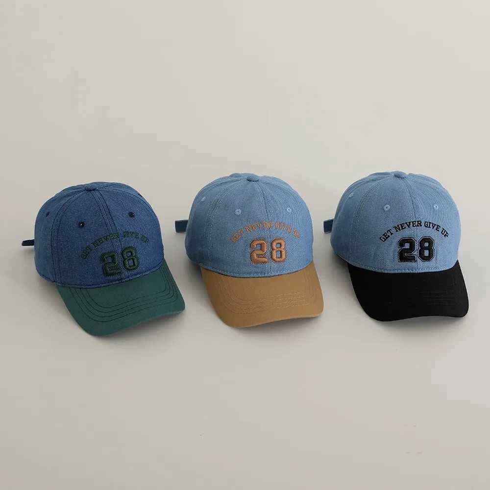 2024 New Embroidery Letter Denim Baseball Hat For Boy Girl Fashion Children Peaked Hats Cotton Baby Sun Caps Kids Sunscreen Cap LX241018