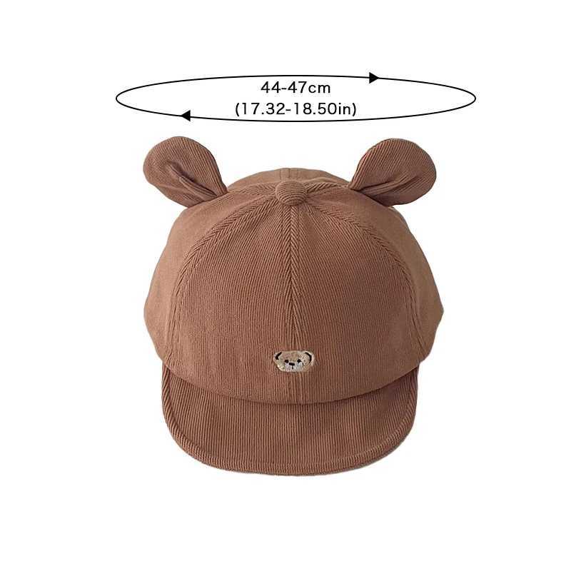 Cute Baby Baseball Cap Solid Color Bear Ears Boy Girl Peaked Hat Spring Autumn Adjustable Casual Kids Sun Hats LX241018