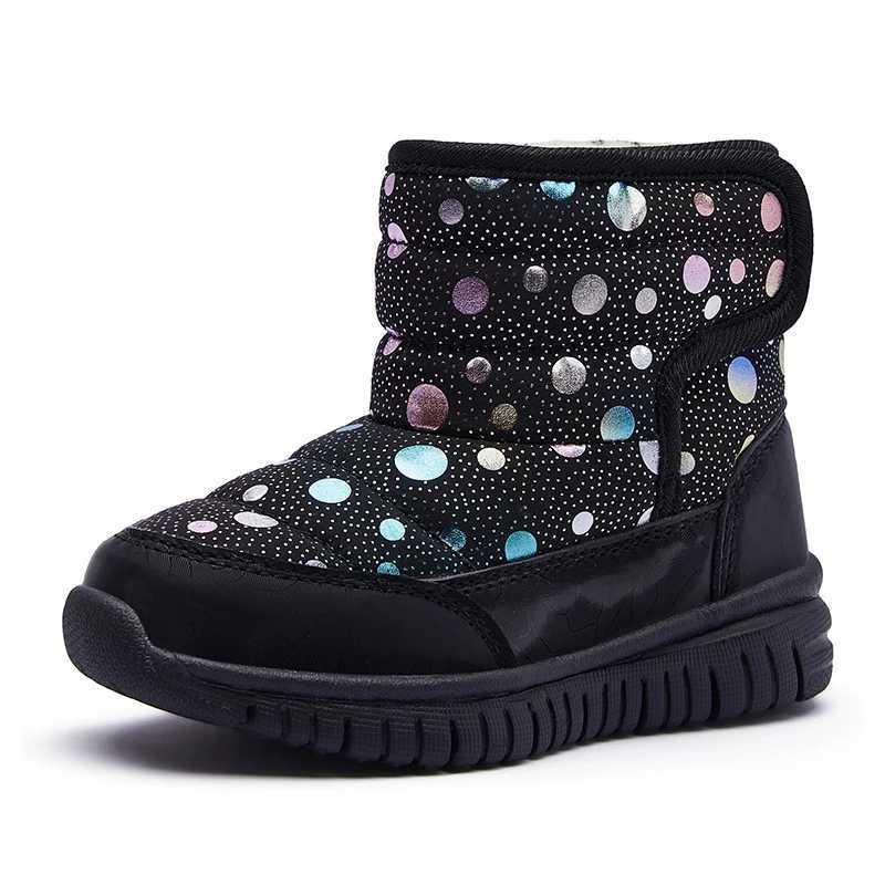 Boots Kids Snow Boots for Boys Girls Cute Dots Warm Thick Fur Children Winter Boots Anti-skid Soft Light-weight 2024 New Fashion Boots H241018