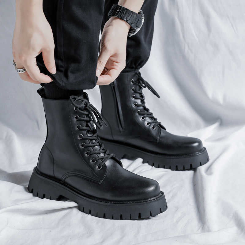 Martin Boot Oversized Mens Ankle Women Boots Leather British Style New Motorcycle Boots Fashion Boots Fashion Boots Woman Shoes 240927